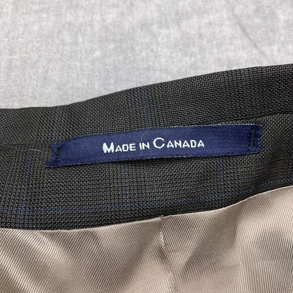 Chaps Ralph Lauren Blazer Men 42R Gray Blue Plaid Cashmere Wool Union Canada VTG - Picture 14 of 15